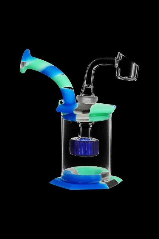 Silicone & Glass Dab Rig Bubbler with Disc Perc