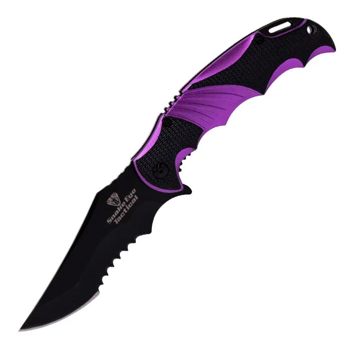 Snake Eye – 8.5″ Purple Embedded Pattern Foldable Pocket Knife
