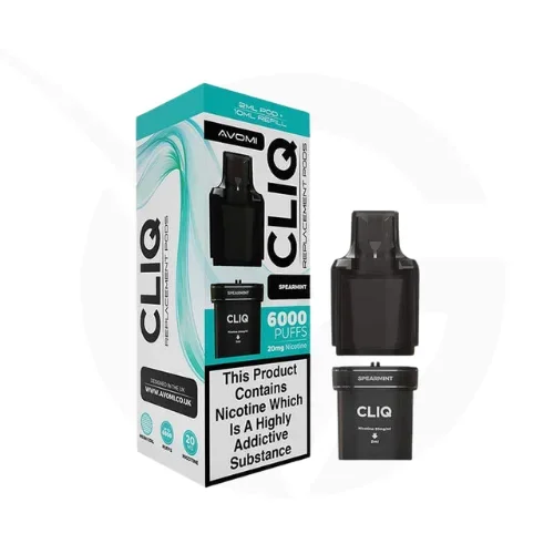 Spearmint Prefilled Pods By Avomi Cliq 6000 + Refill Containers