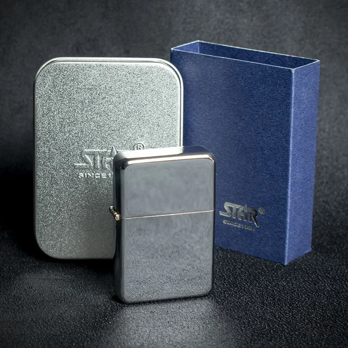 Star Petrol Lighter – High Polish Chrome