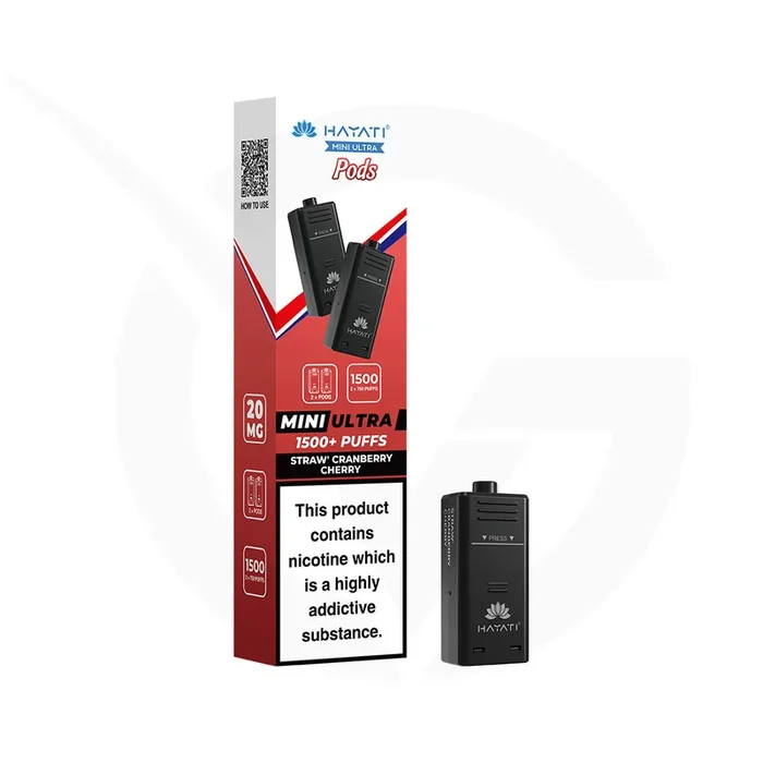 Straw’ Cranberry Cherry Hayati Mini Ultra 1500 Refill Pods