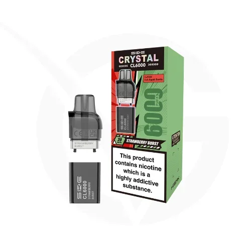 Strawberry Burst Crystal CL6000 Prefilled Pods by SKE + Refill Containers