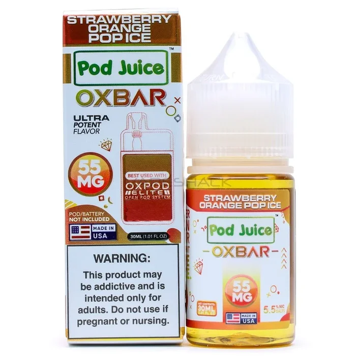Strawberry Orange Pop Ice – Pod Juice x Oxbar Salts – 30ML