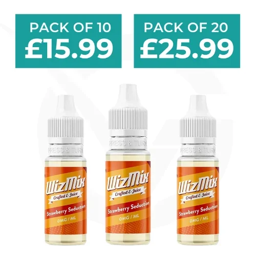 Strawberry Seduction 10ml E-Liquid By Wizmix – Pack of 10 & 20