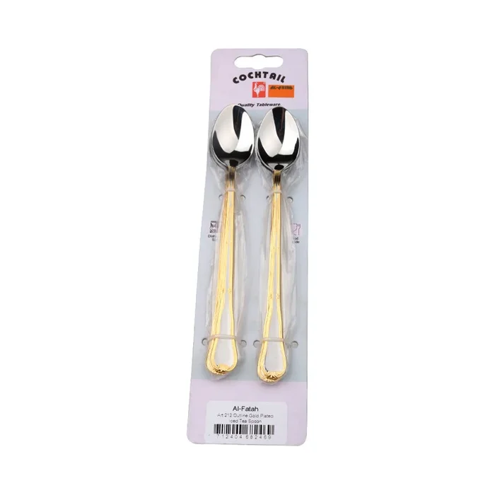 TEA SPOON SET COCKTAIL OUTLINE GOLD ICED 6PC ART 212 PC