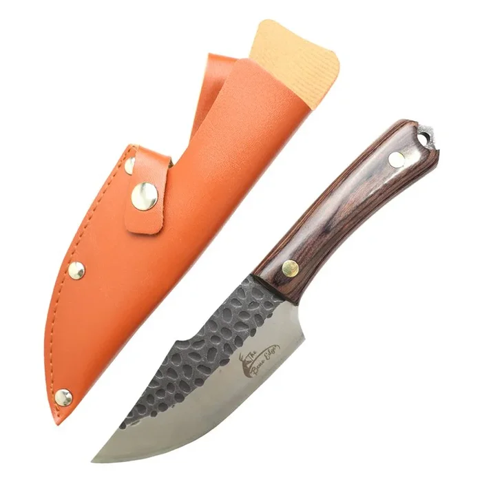 The Bone Edge – 8.3 ” Rare Edge Forged Hunter Knife w/ Hammered Blade