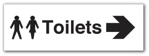 Toilets + Gents & Ladies symbol arrow right