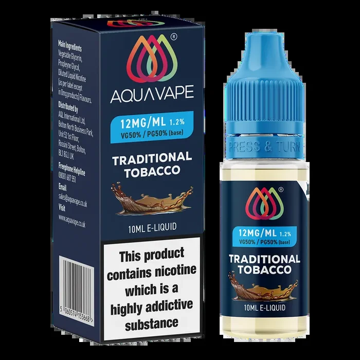 Traditional Tobacco E-Liquid by Aquavape – 10ml