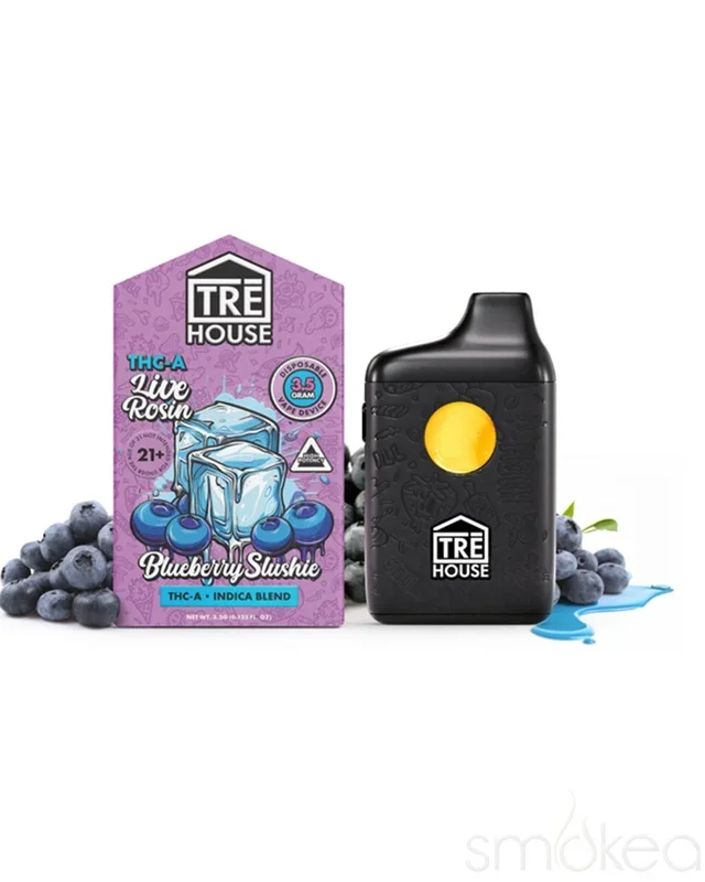 TRĒ House 3.5g THCA Live Rosin Vape – Blueberry Slushie