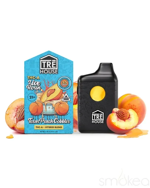 TRĒ House 3.5g THCA Live Rosin Vape – Texas Peach Cobbler