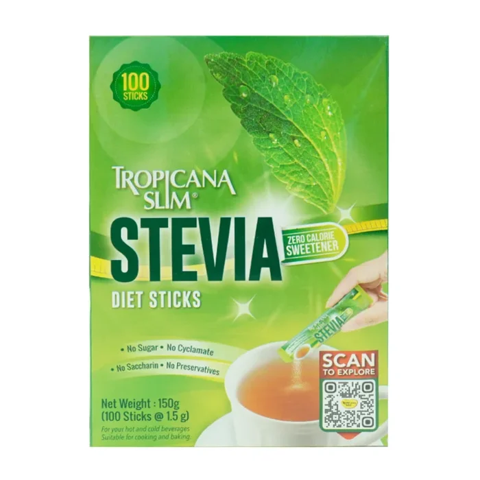 TROPICANA SLIM STEVIA SWEETNER DIET STICK 100 STICKS 150 GM