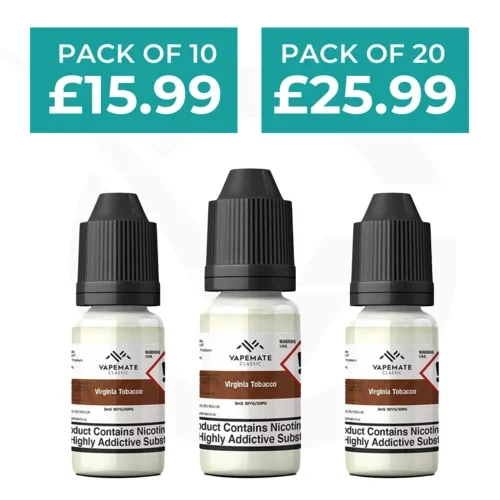 Virginia Tobacco 10ml 50/50 E-Liquid By Vapemate – Pack of 10 & 20