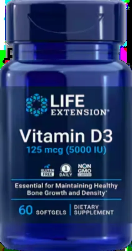 Vitamin D3 125 mcg (5000 IU) 60 Softgels