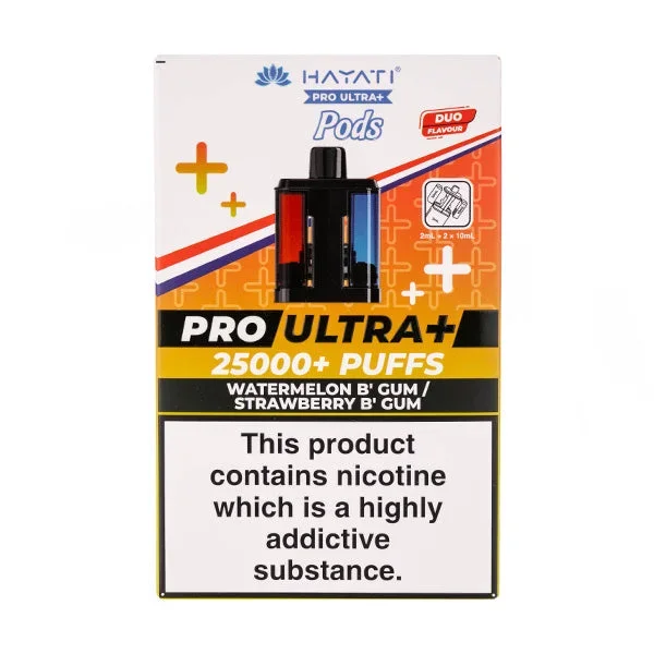 Watermelon B’Gum/Strawberry B’Gum Pro Ultra Plus 25k Prefilled Pod + Refill by Hayati