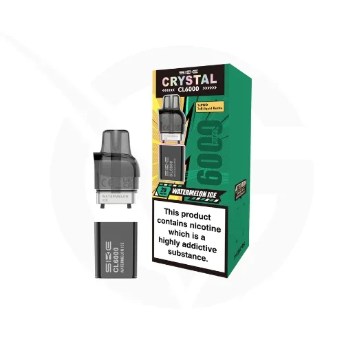 Watermelon Ice Crystal CL6000 Prefilled Pods by SKE + Refill Containers