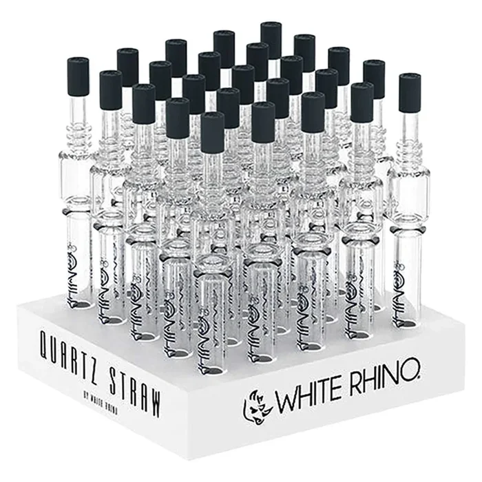 White Rhino Quartz Dab Straw V4 w/ Silicone Cap – 5″ 25ct